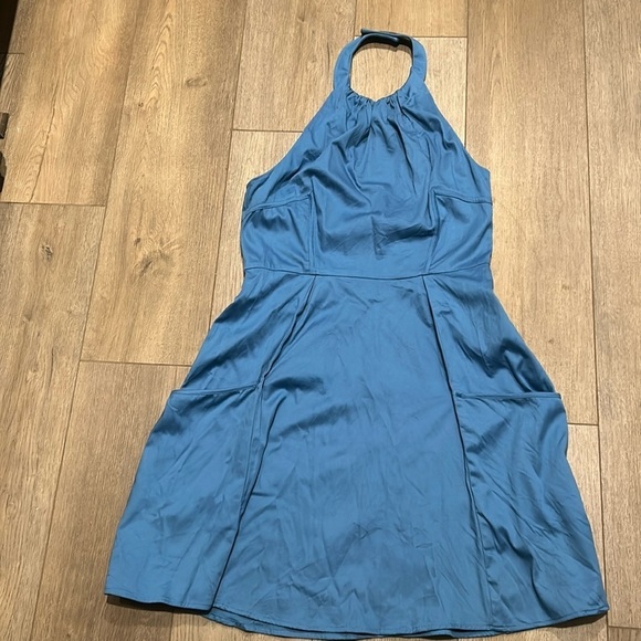 Jessica Simpson Blue Fit and Flare Halter Dress with Front Pockets Size 10 - Picture 1 of 5